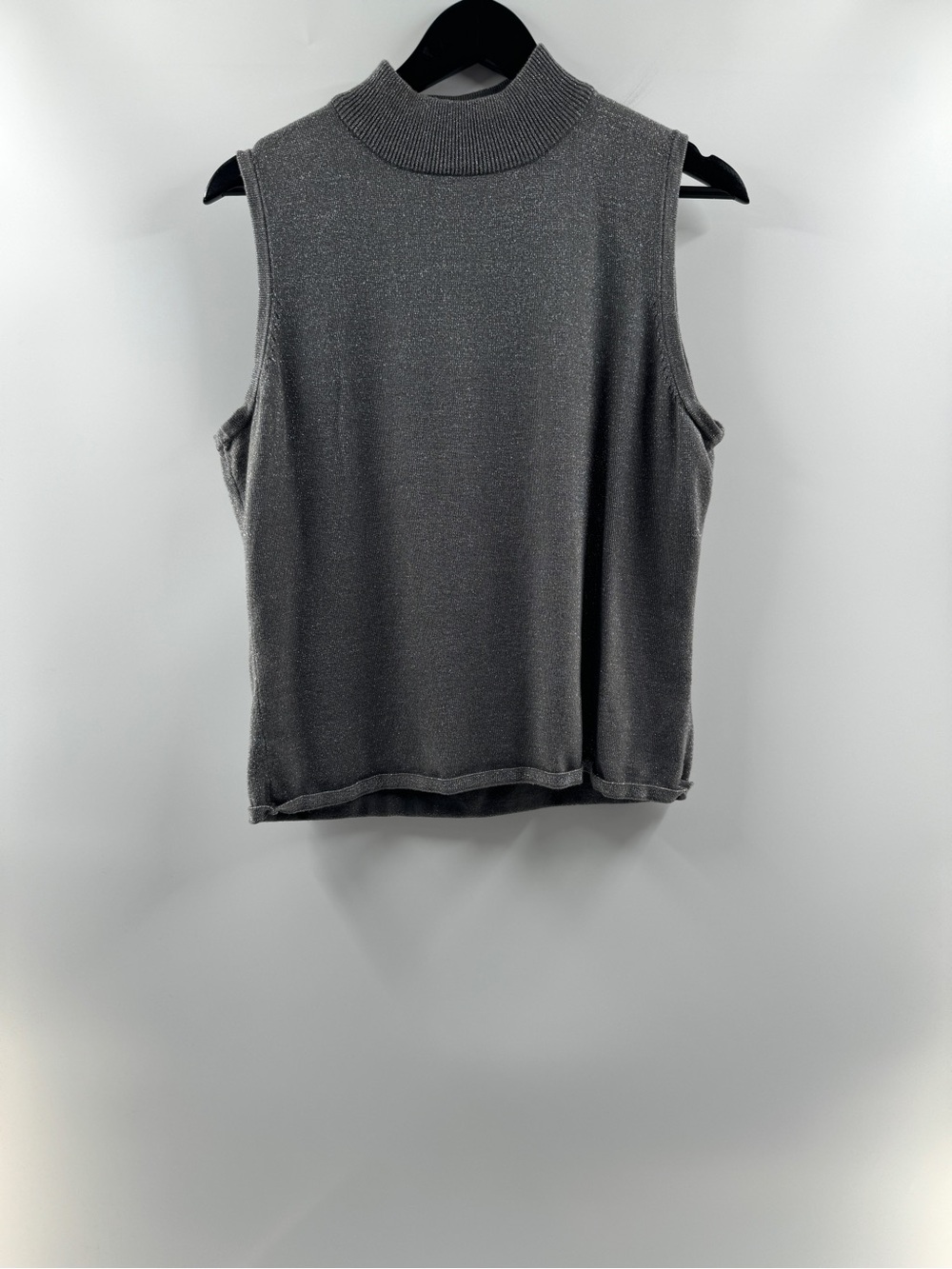 Investments Gray Metallic Sleeveless Turtleneck Top – Women's XL